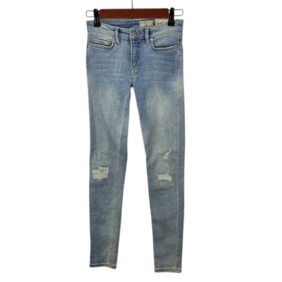 AllSaints Mast Skinny Jeans Women’s Blue Faded Low Rise Stretch Denim Casual 25W - Picture 1 of 13